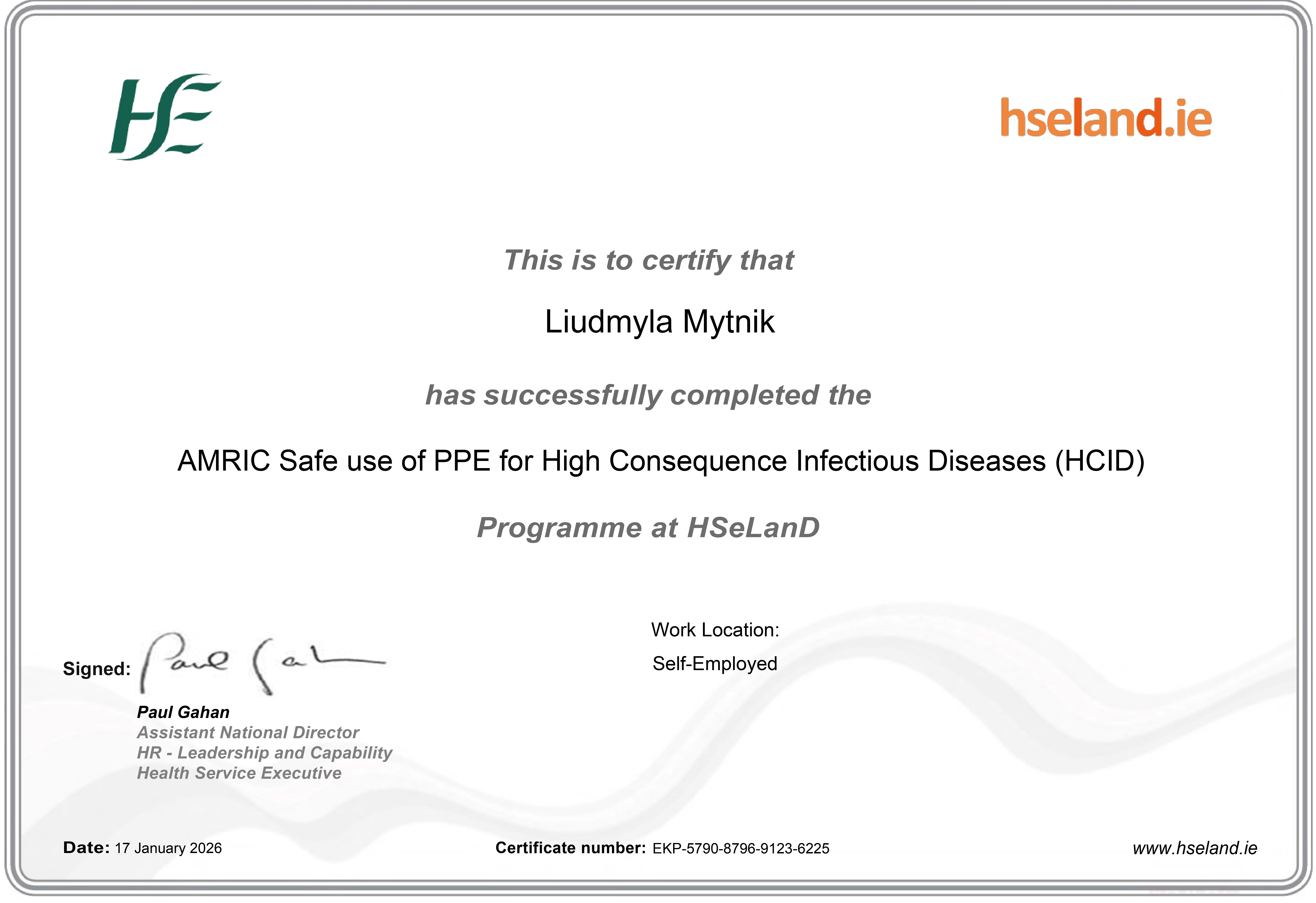 AMRIC Safe use of PPE for High Consequence Infectious Diseases (HCID)