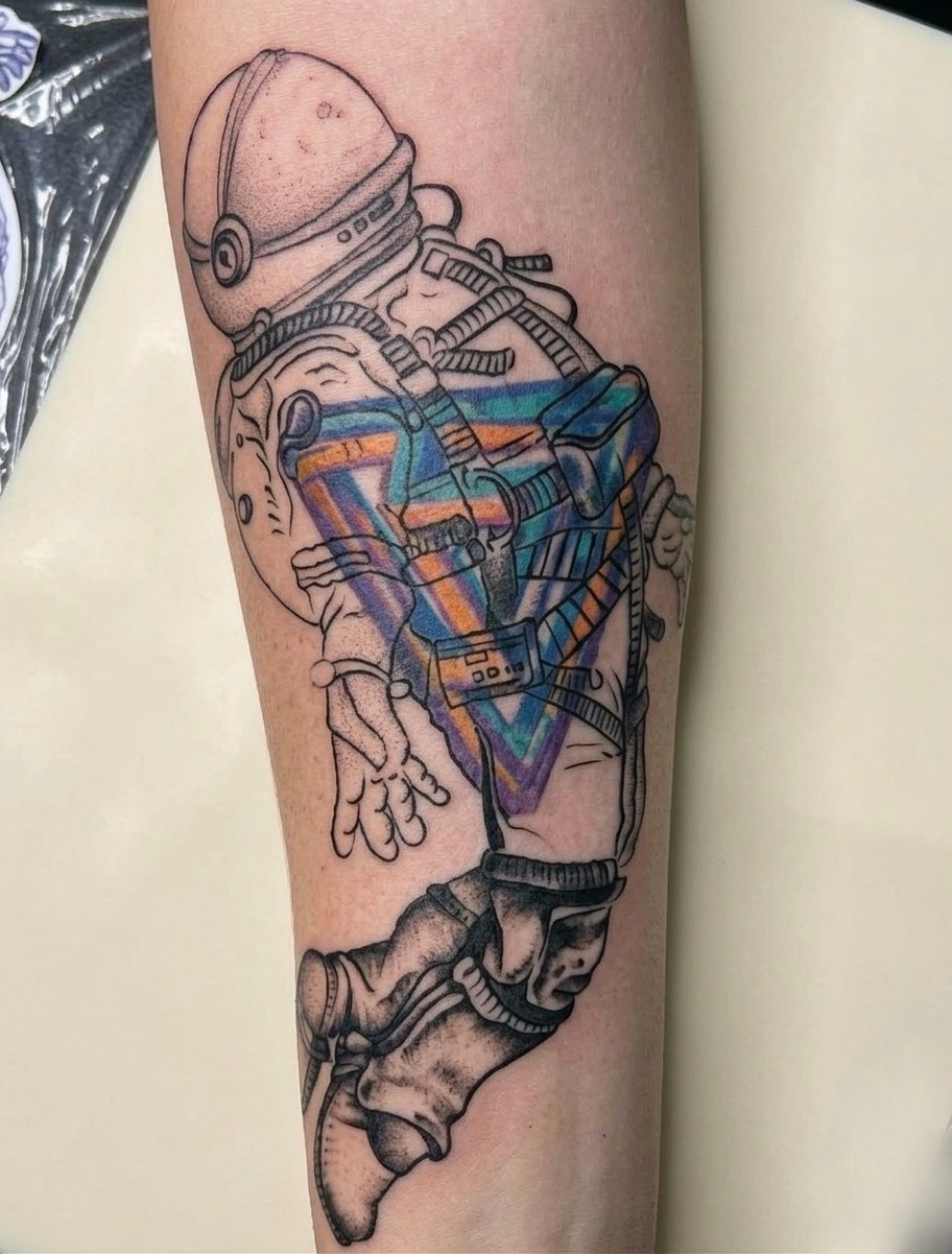 Astronaut Forearm Cover-Up Tattoo - Before