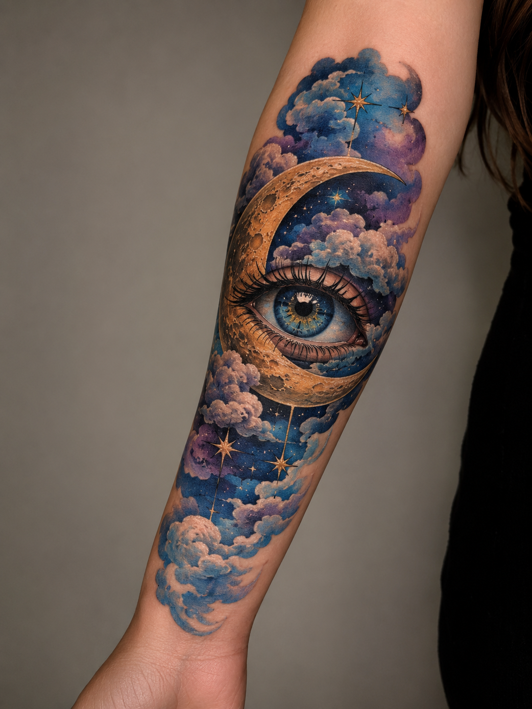 Cosmic eye colour concept framed with Fine Line details.