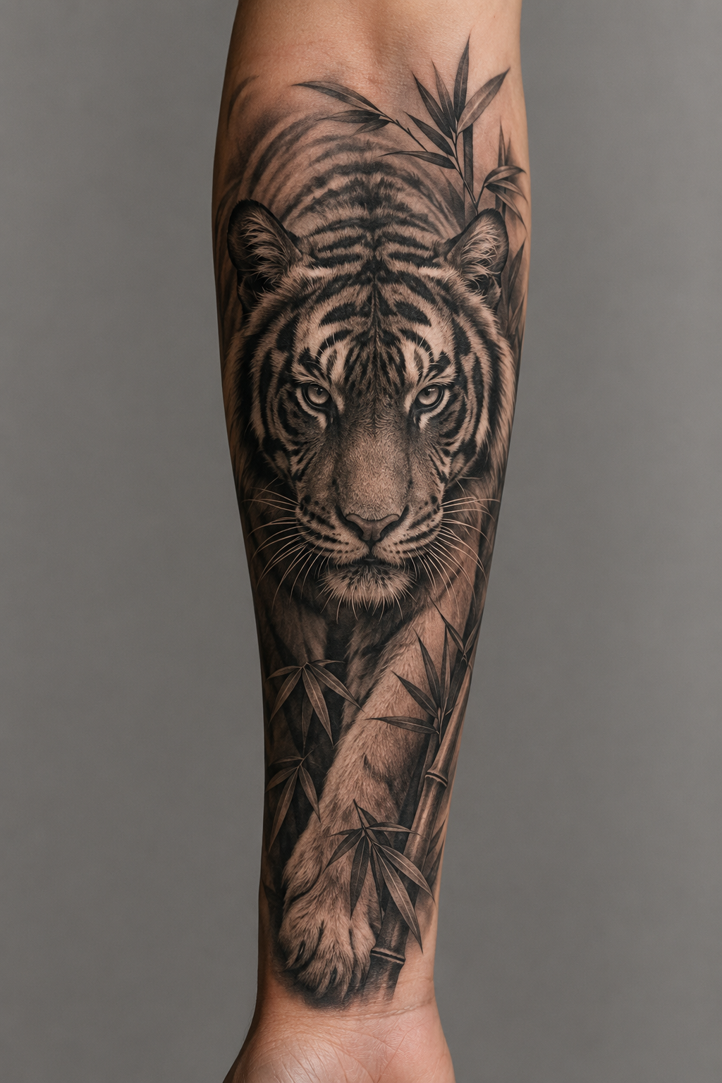 Tiger and flowers concept with the face as the main subject.
